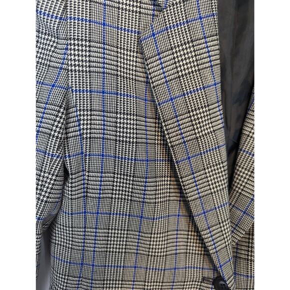 Pendleton Blazer Wool Black White Houndstooth Blue Windowpane Vintage 80's - Picture 10 of 11
